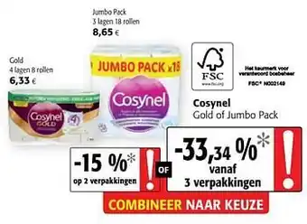Colruyt Cosynel gold of jumbo pack aanbieding