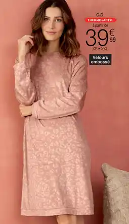 Damart Chemise de nuit et pyjama Thermolactyl en velours embossé aanbieding