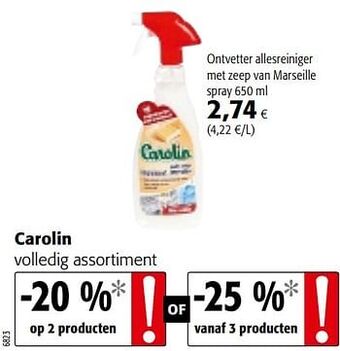Colruyt Carolin volledig assortiment aanbieding
