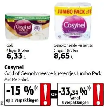 Colruyt Cosynel gold of gemoltoneerde kussentjes jumbo pack aanbieding