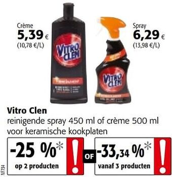 Colruyt Vitro clen reinigende spray of crème voor keramische kookplaten aanbieding