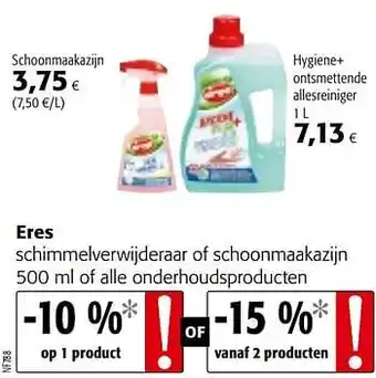 Colruyt Eres schimmelverwijderaar of schoonmaakazijn of alle onderhoudsproducten aanbieding
