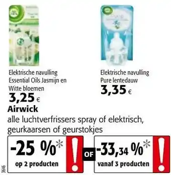 Colruyt Airwick alle luchtverfrissers spray of elektrisch, geurkaarsen of geurstokjes aanbieding
