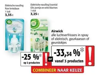 Colruyt Airwick alle luchtverfrissers in spray of elektrisch, geurkaarsen of geurstokjes aanbieding