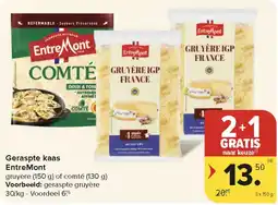 Carrefour Market Geraspte kaas Entre Mont aanbieding