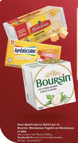 Carrefour Market Kaas Apéricube La Vache qui rit, Boursin, Maredsous Fagotin en Maredsous in blok aanbieding