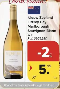 Carrefour Market Nieuw-Zeeland Fitzroy Bay Marlborough Sauvignon Blanc aanbieding