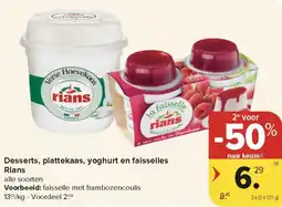 Carrefour Market Desserts, plattekaas, yoghurt en faisselles Rians aanbieding