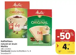 Carrefour Market Koffiefilters Naturel en Bruin Melitta aanbieding