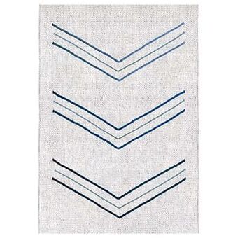 Leen Bakker Art For Kids tapijt Chevron - wit/blauw - 110x160 cm - Leen Bakker aanbieding