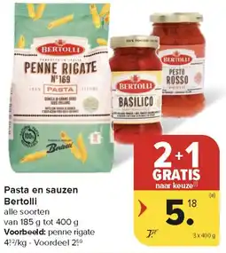 Carrefour Market Pasta en Sauzen Bertolli aanbieding