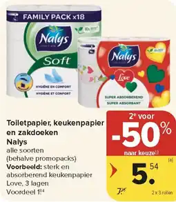 Carrefour Market Toiletpapier, keukenpapier en zakdoeken Nalys aanbieding