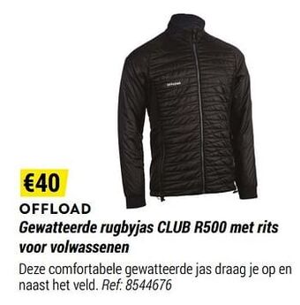 Decathlon Gewatteerde rugbyjas club r500 met rits voor volwassenen aanbieding