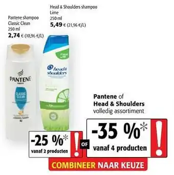Colruyt Pantene shampoo classic clean aanbieding