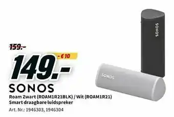 MediaMarkt Sonos roam zwart roam1r21blk - wit roam1r21 smart draagbare luidspreker aanbieding