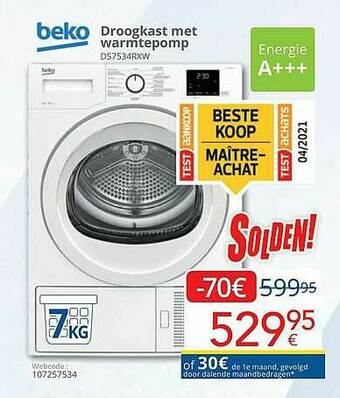 Eldi Beko Droogkast Met Warmtepomp aanbieding