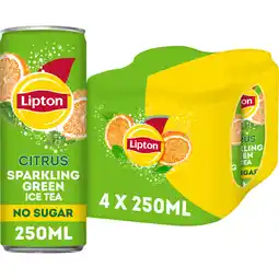 Albert Heijn Lipton Ice tea green citrus sparkling 4-pack aanbieding