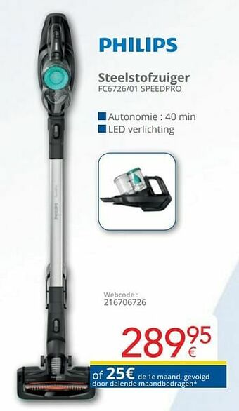 Eldi Philips steelstofzuiger fc6726-01 speedpro aanbieding