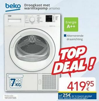 Eldi Beko droogkast met warmtepomp df733txo aanbieding