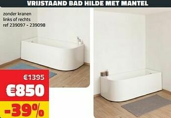 Vrijstaand bad hilde met mantel
