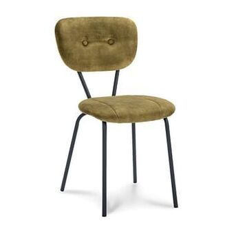 Leen Bakker Eetkamerstoel Jenna - fluweel - mosgroen - 2 stuks - Leen Bakker aanbieding