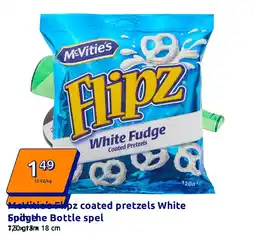Action McVitie’s Flipz coated pretzels White Fudge aanbieding