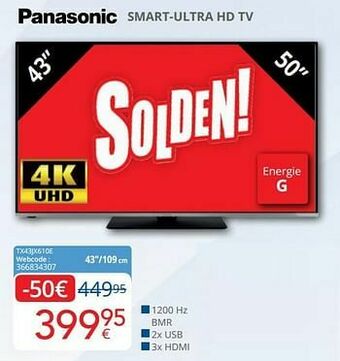 Eldi Panasonic smart-ultra hd tv tx43jx610e aanbieding