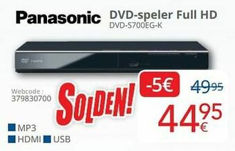 Eldi Panasonic dvd-speler full hd dvd-s700eg-k aanbieding