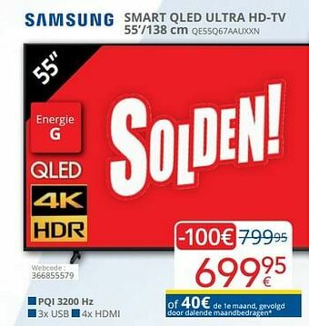 Eldi Samsung smart qled ultra hd-tv qe55q67aauxxn aanbieding