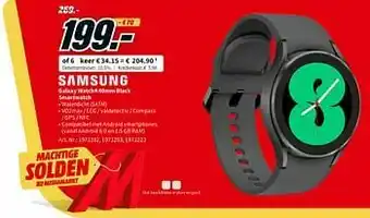 MediaMarkt Samsung galaxy watch4 40mm black smartwatch aanbieding