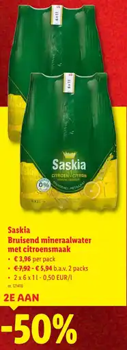 Lidl Saskia Bruisend mineraalwater met citroensmaak aanbieding