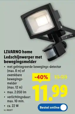 Lidl Livarno Home Ledschijnwerper met bewegingsmelder aanbieding