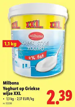 Lidl Milbona Yoghurt op Griekse wijze XXL aanbieding