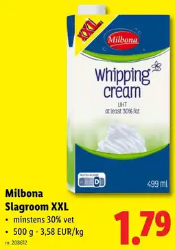 Lidl Milbona Slagroom XXL aanbieding