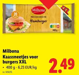 Lidl Milbona Kaassneetjes voor burgers XXL aanbieding
