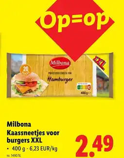 Lidl Kaassneetjes voor burgers XXL aanbieding
