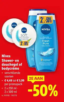 Lidl Nivea Shower-en douchegel of bodycrème aanbieding