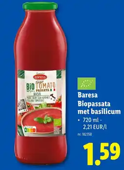 Lidl Baresa Biopassata met basilicum aanbieding