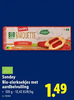 Lidl Sondey bio-eierkoekjes met aardbeivulling aanbieding