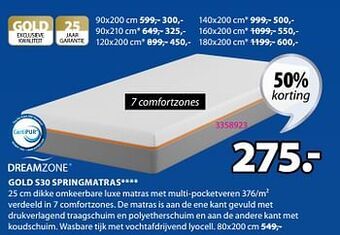 Jysk Gold s30 springmatras aanbieding