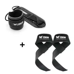 Decathlon Thor Athletics Lifting Straps + Ankle Straps Bundel – Krachttraining – Zwart aanbieding