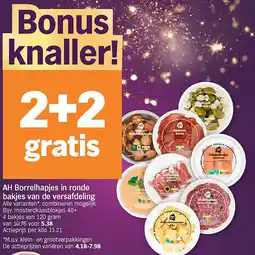 Albert Heijn AH Borrelhapjes in ronde bakjes van de versafdeling aanbieding
