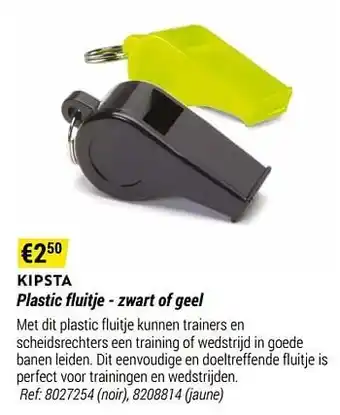 Decathlon Plastic fluitje - zwart of geel aanbieding