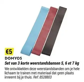 Decathlon Set van 3 korte weerstandsbansen 5, 6 et 7 kg aanbieding