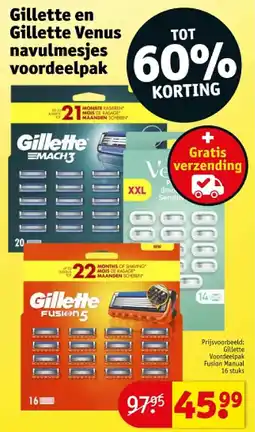 Kruidvat Gillette en Gillette Venus navulmesjes voordeelpak aanbieding