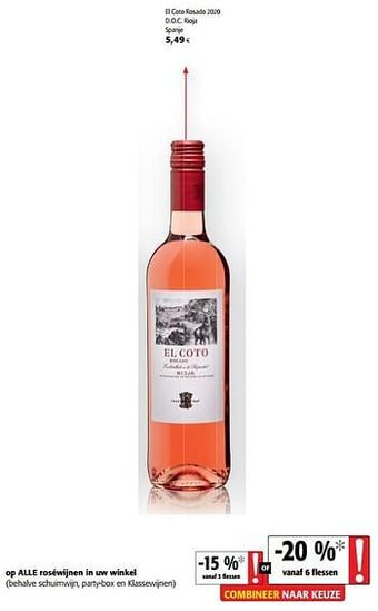 Colruyt El coto rosado 2020 d.o.c. rioja spanje aanbieding