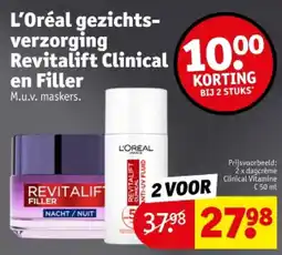 Kruidvat L'Oréal gezichtsverzorging Revitalift Clinical en Filler aanbieding