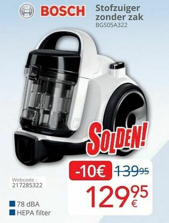 Eldi Bosch stofzuiger zonder zak bgs05a322 aanbieding