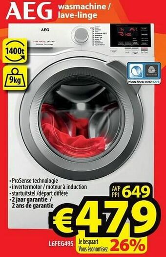 ElectroStock Aeg wasmachine / lave-linge l6feg49s aanbieding