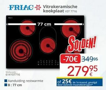 Eldi Friac vitrokeramische kookplaat vst 7716 aanbieding